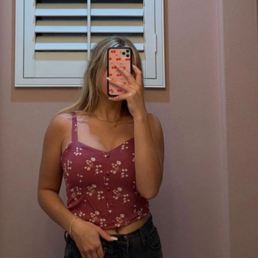 Pink floral Cropped Tank